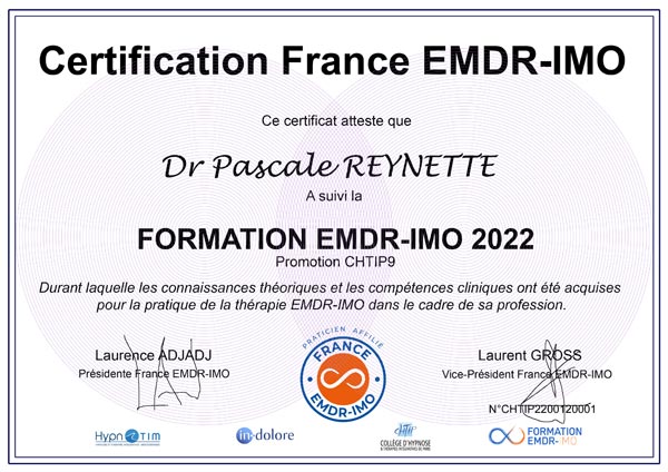 Certification EMDR - IMO Dr Pascale REYNETTE, Nancy. Formatrice. Certification EMDR - IMO Dr Pascale REYNETTE, Nancy. Formatrice.