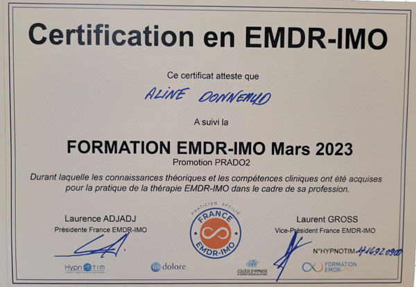 Aline DOMESTICI DONNEAUD, Hypnothérapeute, Infirmière 83330. Certification EMDR-IMO ® Aline DOMESTICI DONNEAUD, Hypnothérapeute, Infirmière 83330. Certification EMDR-IMO ®