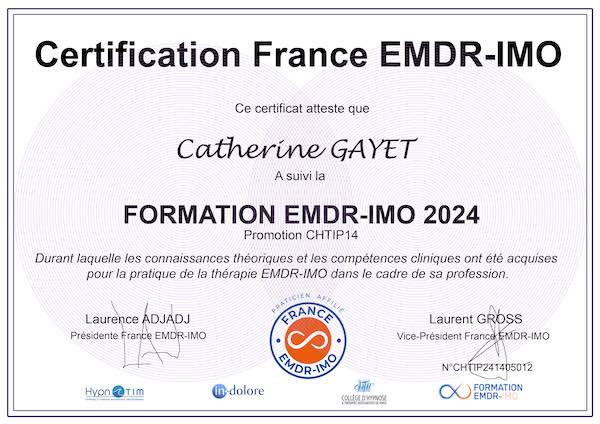 Certification EMDR IMO Catherine GAYET Certification EMDR IMO Catherine GAYET